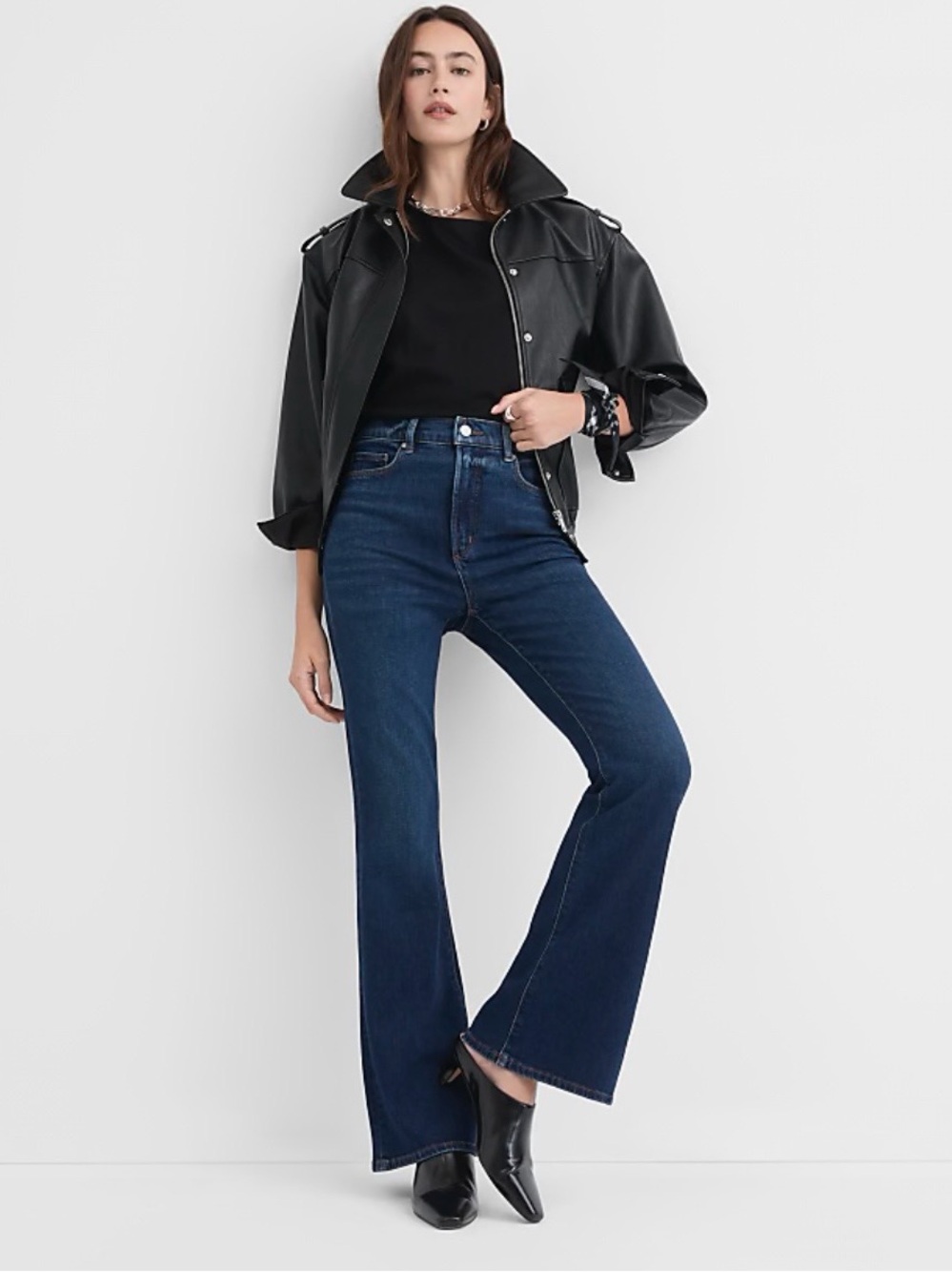 LOFT Rivete High Rise Slim Flare Jeans Muse Wash Size 28/6